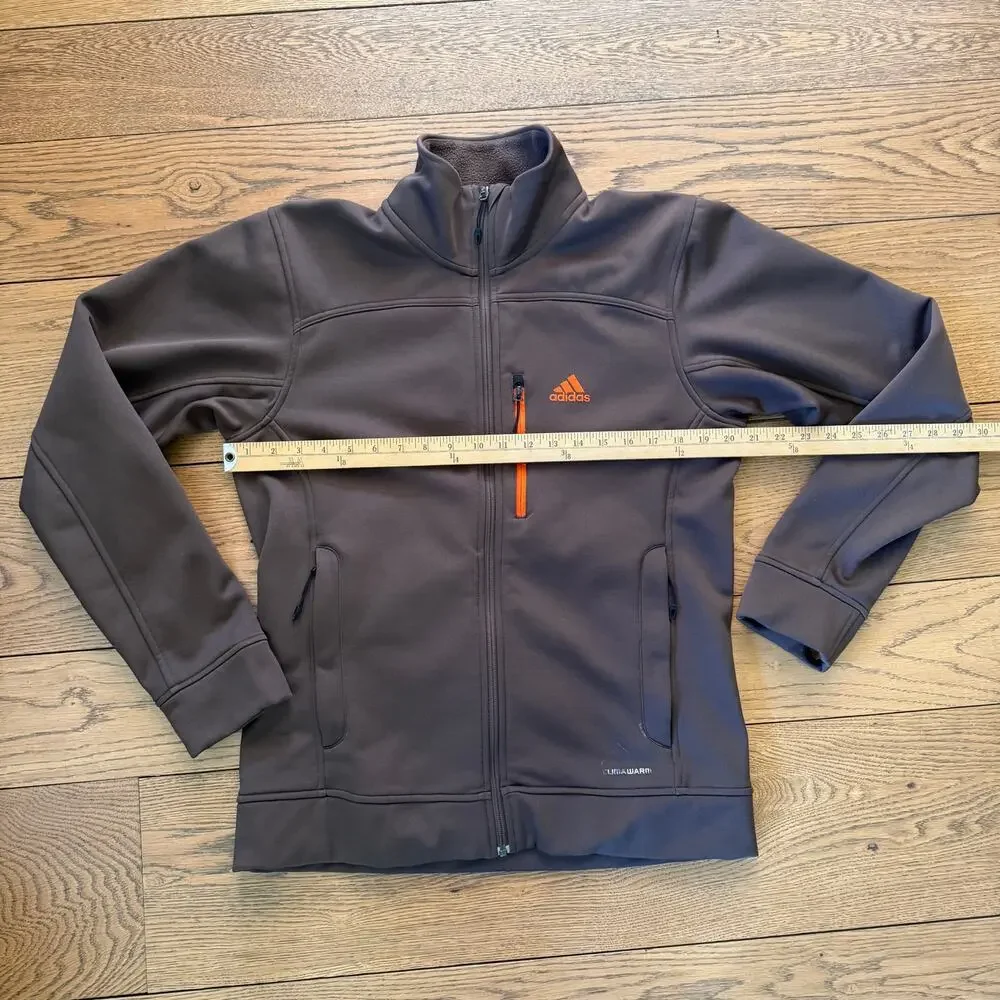 Adidas ClimaWarm Brown Full Zip Jacket Men’s SZ M Thumbholes Outdoor Activewear
